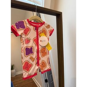 Lil Cutie Co PB&J Peanut Butter Jelly Romper Pink Short Sleeve 3-6M NWT